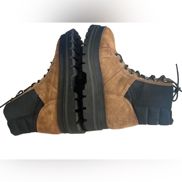 Marc Fisher Sashia Platform Combat Boot Leather Suede Brown Black EUC like New - Picture 6 of 9